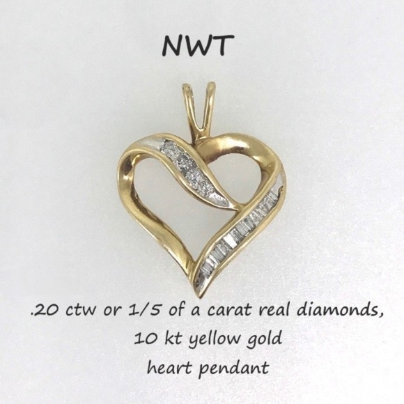 Jewelry - .20 ctw diamonds heart in 10kt yellow gold pendant